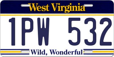 WV license plate 1PW532