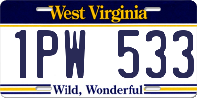WV license plate 1PW533