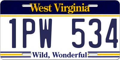 WV license plate 1PW534