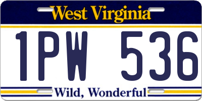 WV license plate 1PW536
