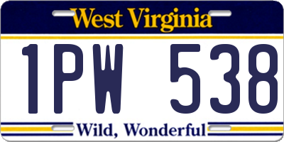 WV license plate 1PW538