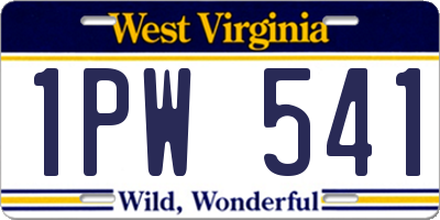 WV license plate 1PW541