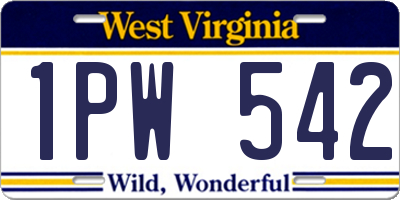 WV license plate 1PW542