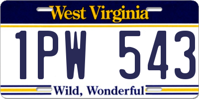 WV license plate 1PW543
