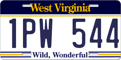 WV license plate 1PW544