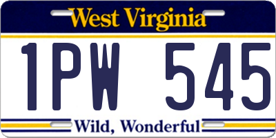 WV license plate 1PW545
