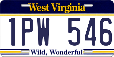WV license plate 1PW546