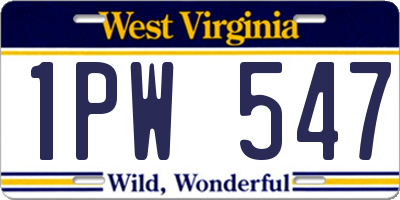 WV license plate 1PW547