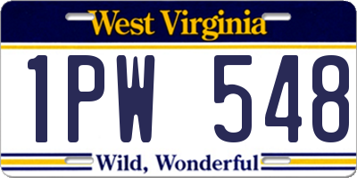 WV license plate 1PW548