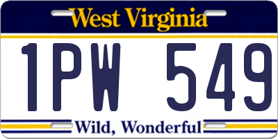 WV license plate 1PW549