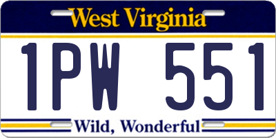 WV license plate 1PW551