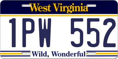 WV license plate 1PW552