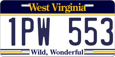 WV license plate 1PW553