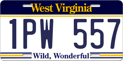 WV license plate 1PW557