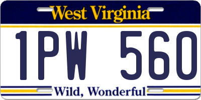 WV license plate 1PW560
