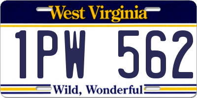 WV license plate 1PW562