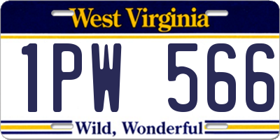 WV license plate 1PW566