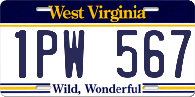 WV license plate 1PW567