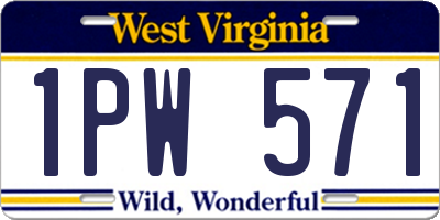 WV license plate 1PW571