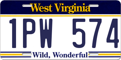 WV license plate 1PW574