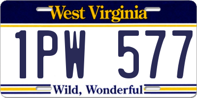 WV license plate 1PW577