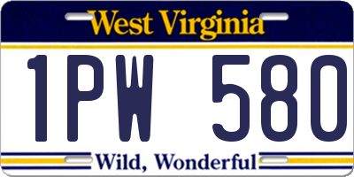 WV license plate 1PW580