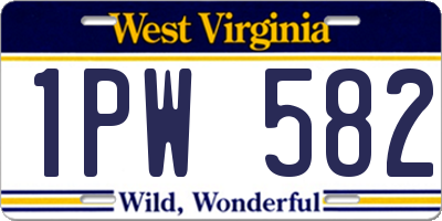 WV license plate 1PW582