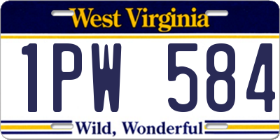 WV license plate 1PW584