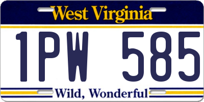 WV license plate 1PW585