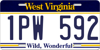 WV license plate 1PW592