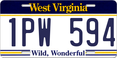 WV license plate 1PW594