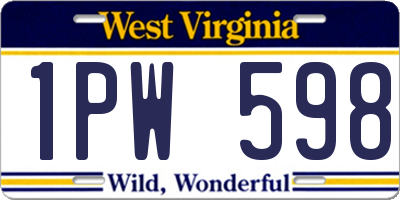 WV license plate 1PW598