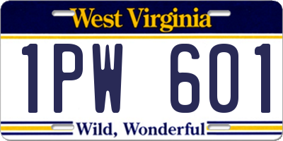 WV license plate 1PW601