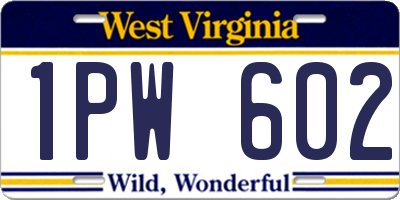 WV license plate 1PW602