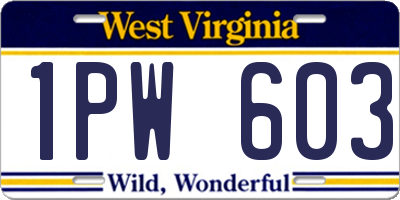WV license plate 1PW603