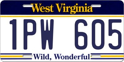 WV license plate 1PW605