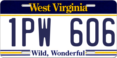 WV license plate 1PW606