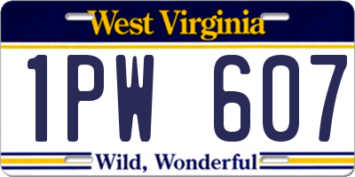 WV license plate 1PW607