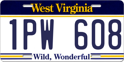 WV license plate 1PW608