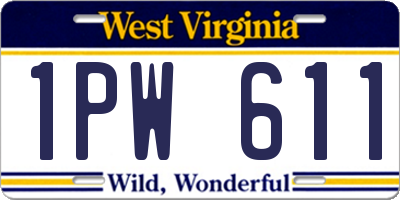 WV license plate 1PW611