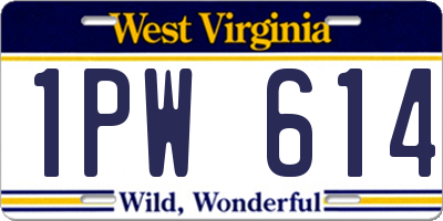 WV license plate 1PW614