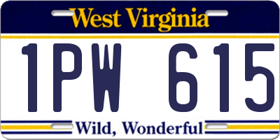 WV license plate 1PW615
