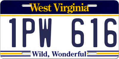 WV license plate 1PW616