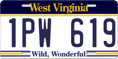 WV license plate 1PW619