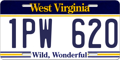 WV license plate 1PW620