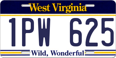 WV license plate 1PW625