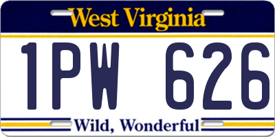 WV license plate 1PW626