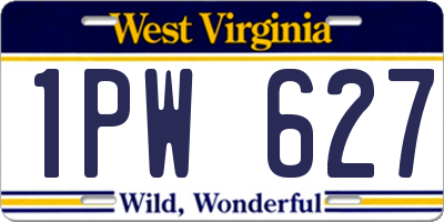 WV license plate 1PW627