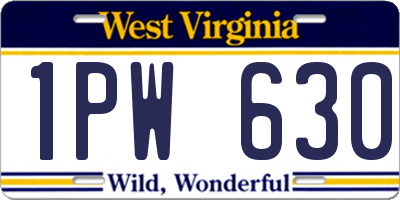WV license plate 1PW630