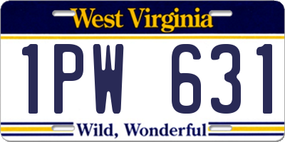 WV license plate 1PW631